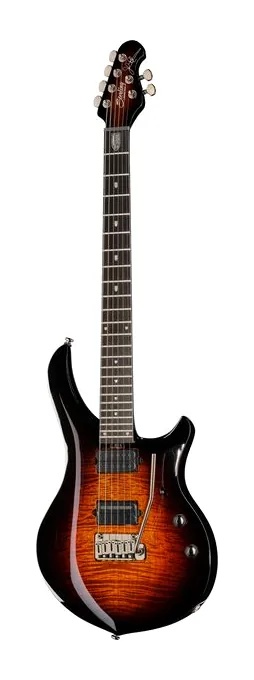 Sterling by Music Man Majesty 200XFM Tiger Eye ujęta od przodu na neutralnym tle
