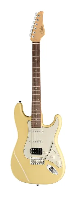 Suhr Classic S Antique HSS RW VY ujęta od przodu na neutralnym tle